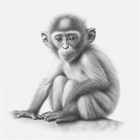 Premium Photo | Pencil sketch cute monkey animal draw picture AI Generated