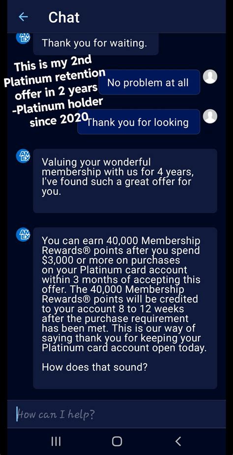 Platinum Retention Offer DP - 40k MR - $3k spend in 3 mths - : r/amex