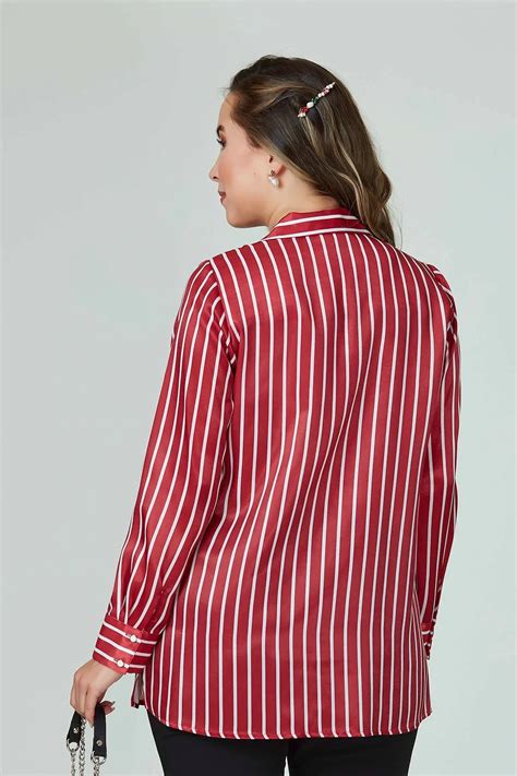 Women's Red Striped Shirt - Beren Store