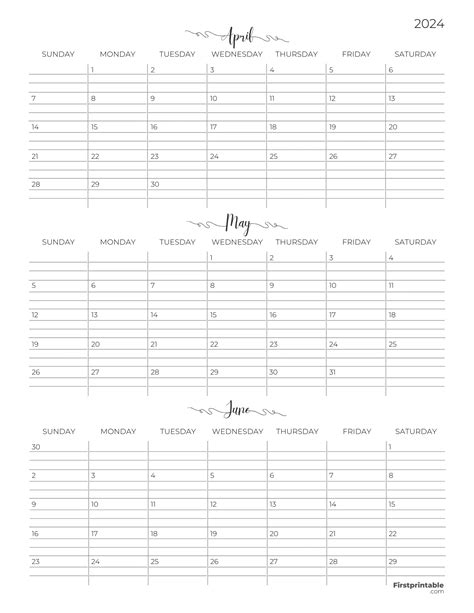 FREE 3 Month Calendars 2024