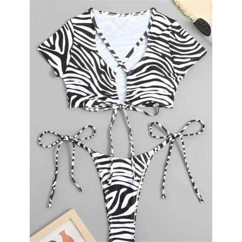 Pleasing Strings Zebra Stripe Side Tie Swimwear Bikini Set – Pleasing ...