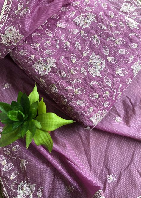 Purple Floral Embroidered Kota Set – Aparnaa Sarees