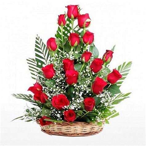 The FloralMart ® Special Basket Arrangement of 25 Red Roses Fresh ...