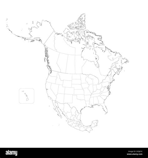 Political map of North American countries Canada, United States of ...