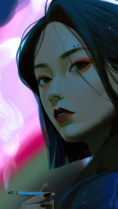 Anime girl smoking Digital Art Wallpaper 4k HD ID:11148