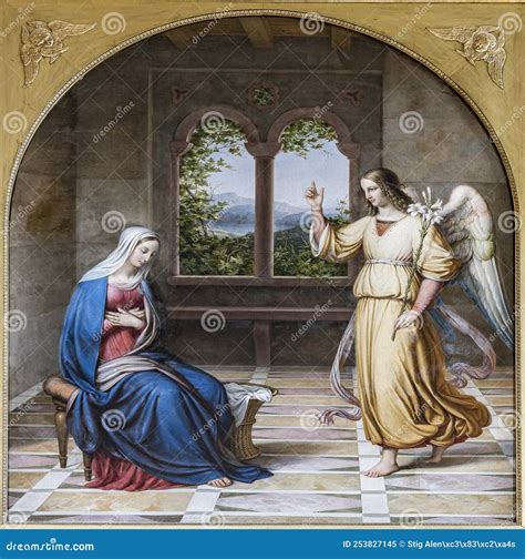 Ancient Painting of the Annunciation Editorial Image - Image of ...