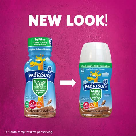 PediaSure Grow & Gain with Fiber Nutritional Shake, Chocolate, 7.4-fl ...
