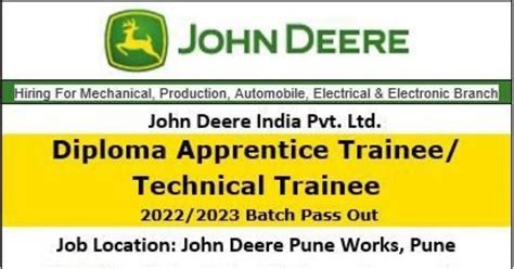 John Deere India Pvt Ltd Recruitment: Diploma Freshers Apprentice ...