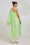 Buy Green Organza Asymmetric One Shoulder Kaftan Top For Women by Amit ...