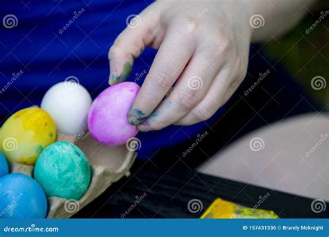 Dying Easter Eggs stock photo. Image of craft, color - 157431336