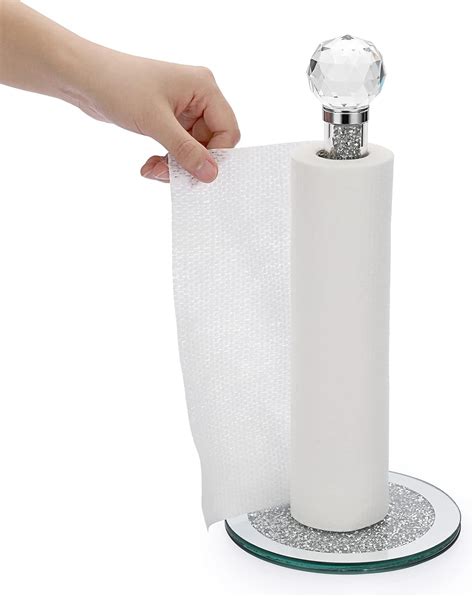 JUXYES Vertical Countertop Paper Towel Roll Holder Rack, Upright Paper ...