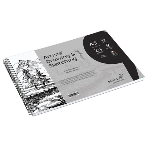 Paper Pep Artists' Sketching & Drawing Wiro Pads 90GSM A3 24 Sheets ...