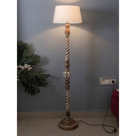 Buy Homesake Twister Antique Wooden Floor Lamp White Online