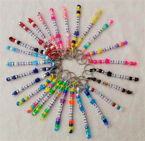 Personalised Stunning Colourful Handmade Beaded Keyrings Any Name and Colour | 비즈