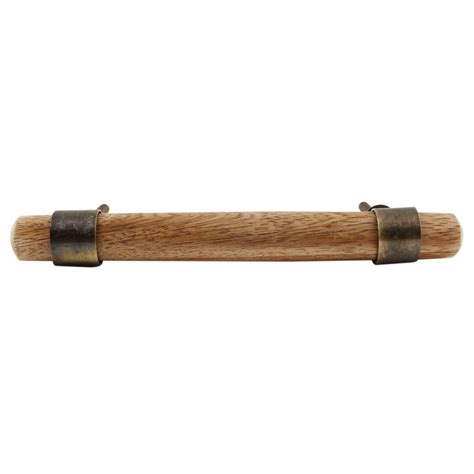 Natural T Bar Wood Brass Handles (6 Inch)