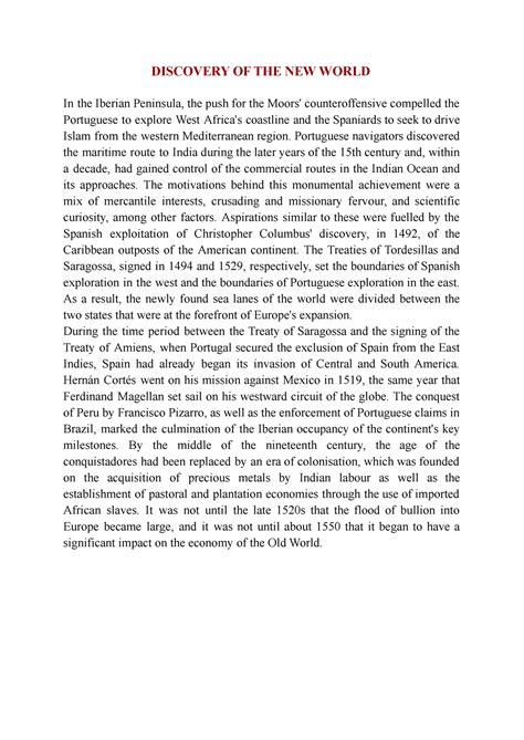 Discovery OF THE NEW World - DISCOVERY OF THE NEW WORLD In the Iberian ...