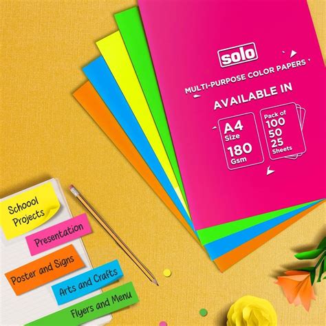 Solo A4 Bright Colored paper-Pack of 100 - SCOOBOO - Solo