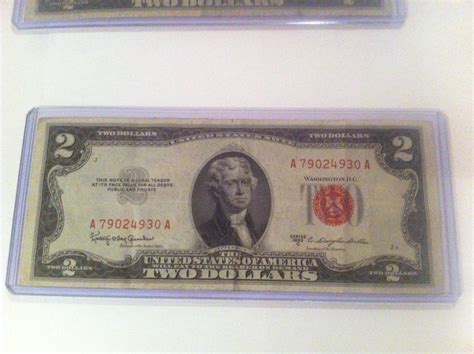 (1)1953 2 dollar bill star note & (1)1953 C 2 dollar bill. Red seals ...