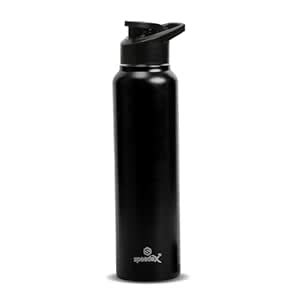 Speedex Stainless Steel Black Water Bottle 1 Ltr with Sipper Cap – Leak ...