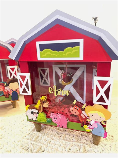 Barnyard Piggy Bank with Cowgirl (Red) - Little Surprise Box