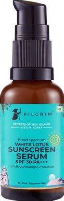 Pilgrim White Lotus Sunscreen Serum SPF 30 PA+++ With Hyaluronic Acid ...