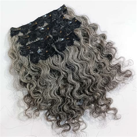 Amazon.com : Gray Curly Hair Clip-in Extensions Real Human Hair Natural ...