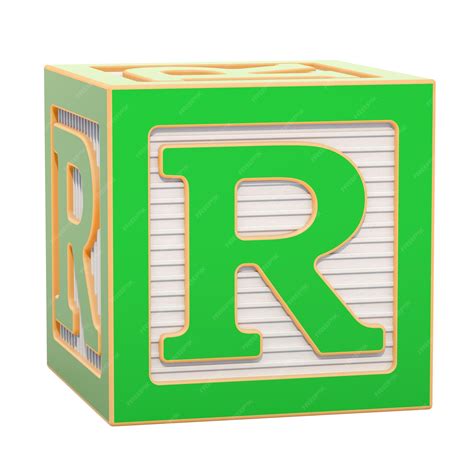 Premium Photo | ABC Alphabet Wooden Block with R letter 3D rendering