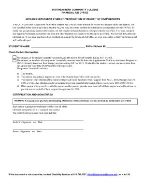 Fillable Online 19-20 Dependent Verification of Snap Benefits Received ...