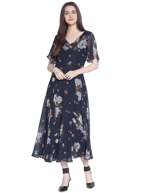 Rare London Women Synthetic A-Line Calf Length Dress (Ep3153- Blue_XL ...