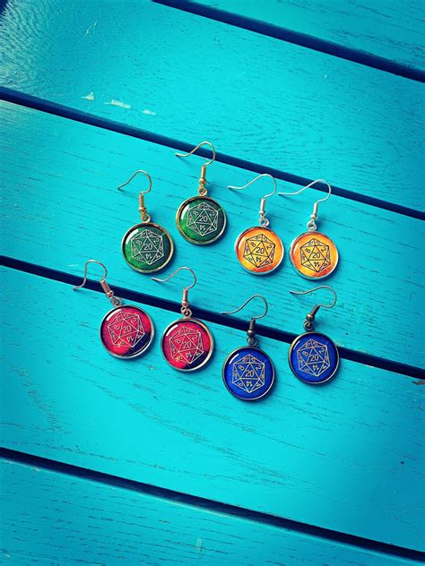 DND Dice Earrings. RPG Seven Sided Dice. Polyhedral Board Game. Role ...