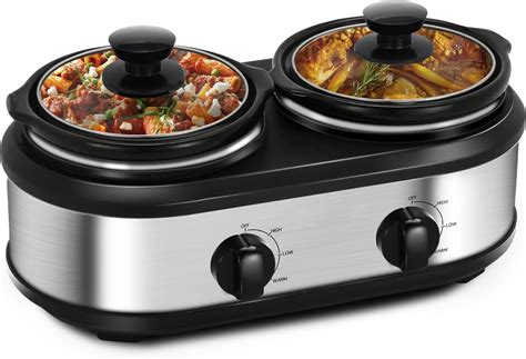 Amazon.com: Chefman RJ15-125-D Double Slow Cooker & Buffet Server with ...