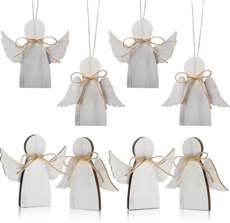Amazon.com: Beeveer 24 Pcs Angel Wing Christmas Wood Ornaments Angel ...