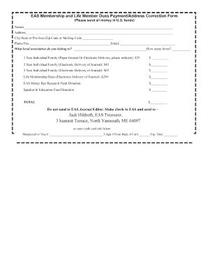 Fillable Online easternapiculture EAS Membership and Life Member Dues ...