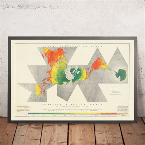 Old Dymaxion Airocean World Map by Buckminster Fuller, 1954: Icosahedr ...