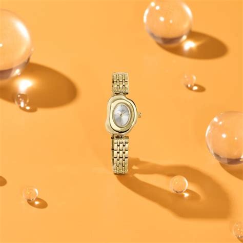 Buy Online Poze By Sonata Quartz Analog Silver Dial Gold Metal Strap ...