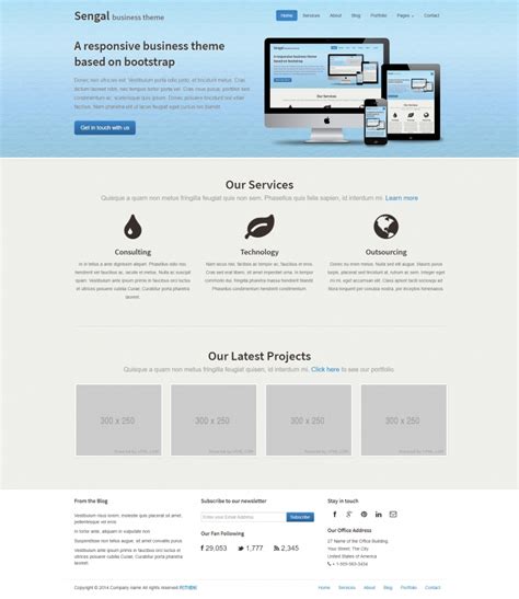 浅蓝色简洁布局的企业网站模板下载