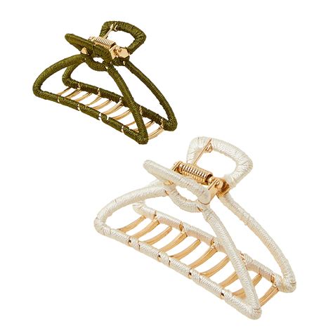 Accessorize London Women's Green Wrapped Claw Clips