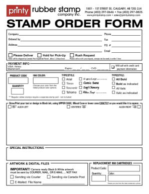 Stamp Order Form - Blank Fillable Template | Fill Out, Print & Download ...