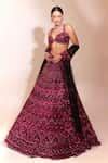 Buy Red Tussar, Silk, Net Mirrors, Sequins, Embellished Bridal Lehenga ...