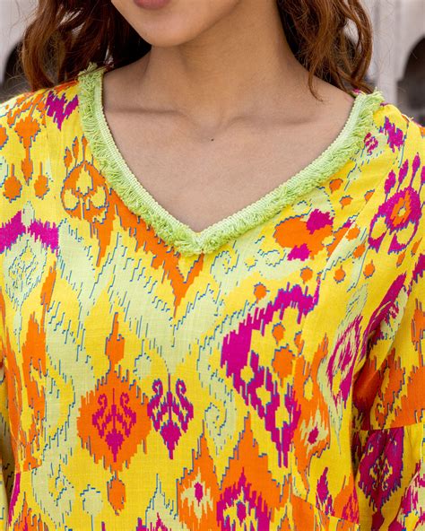 Buy Multicolour Ikat Co-ord Set Online in india – Ambraee