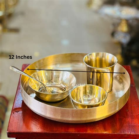 HANDMADE BRONZE / KANSA DINNER SET | THALI SET ( PALTE, BOWLS, GLASS ...