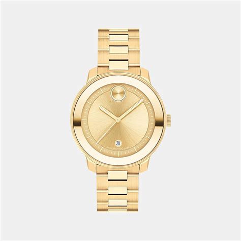 Movado Bold Women Quartz Gold Dial Analog Stainless Steel Watch 3600871 ...