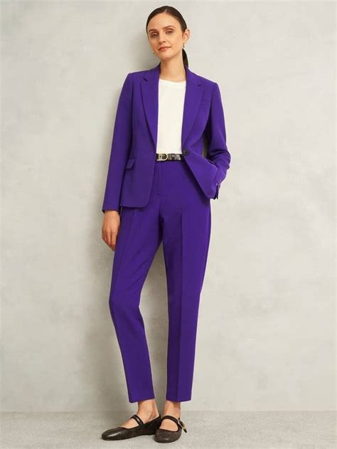 Hobbs Sami Tapered Tailored Trousers, Purple