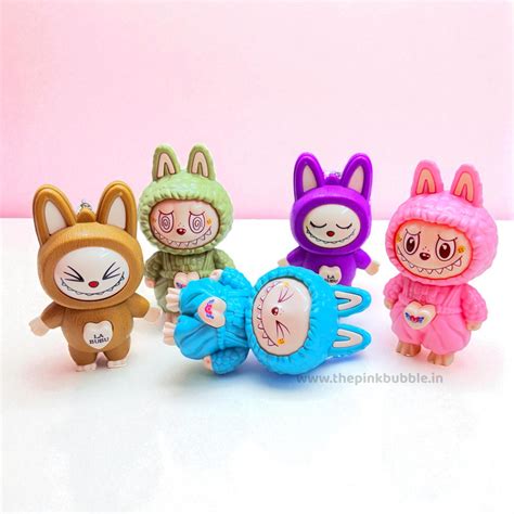 Labubu Face Changing Keychain – Pink Bubble