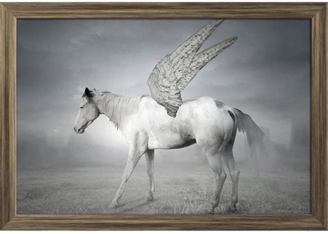 White Horse With Wings The Legendary Pegaso Paper Poster Antique Golden ...