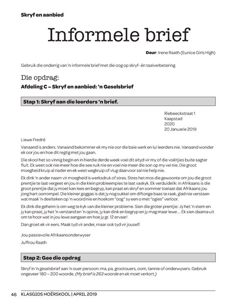 Example Of Informele Brief at Zane Morrison blog