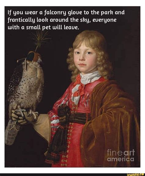 If you wear a falconry glove to the park and frantically look around the sky, everyone with a ...