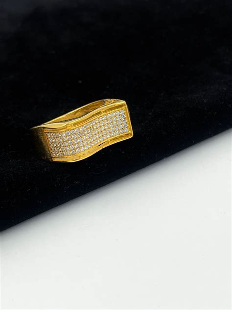 1 GRAM GOLD PLATING DIAMOND RING FOR MEN DESIGN A-981 – Radhe Imitation