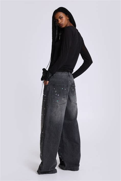 Trixa Jewel Studded Colossus Jeans | Jaded London | Clothing