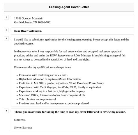 Leasing Agent Cover Letter | Velvet Jobs